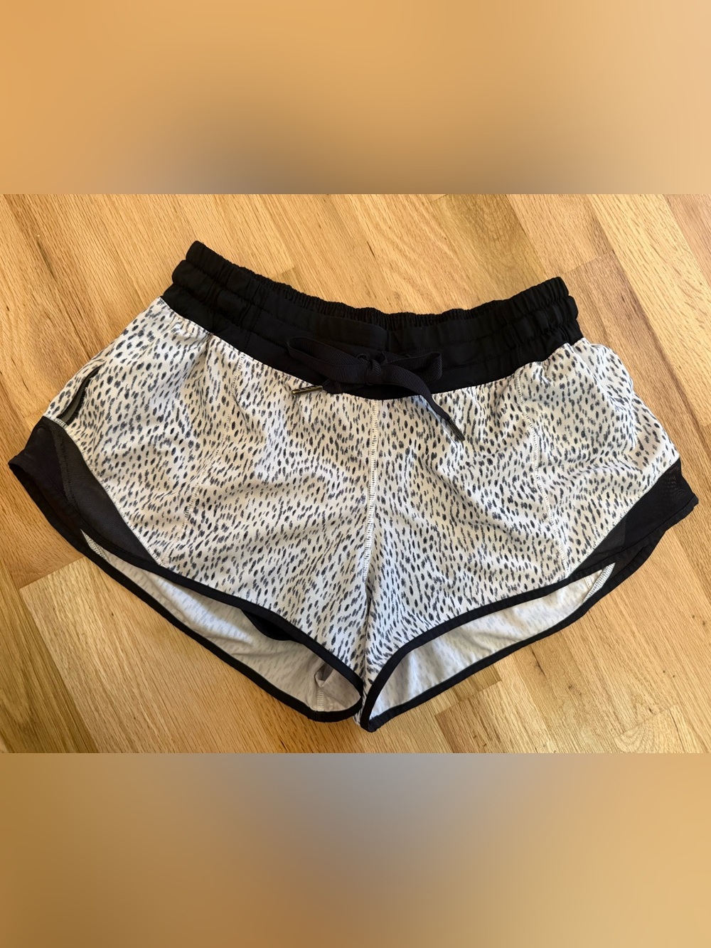 lululemon athletica Black and White Dotted Athletic Shorts